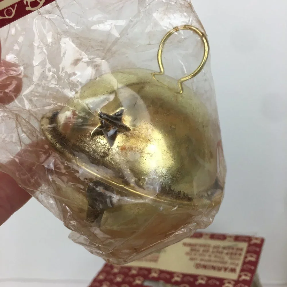 Vtg 3 Just For Keeps‎ Gold Metal Christmas Holiday Bells with Star Shapes Craft